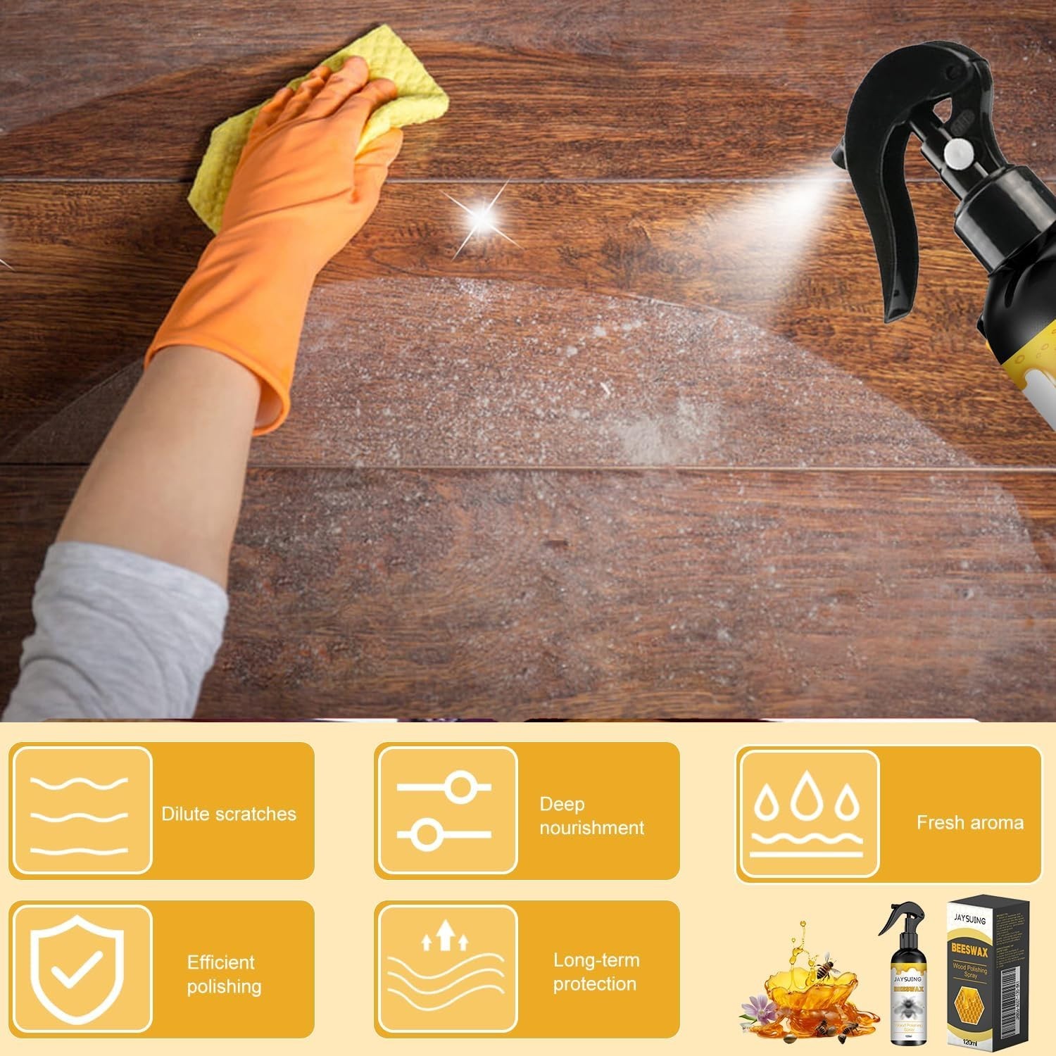 Natural Beeswax Spray: 2PCS Furniture Polish for Long-lasting Shine & Protection