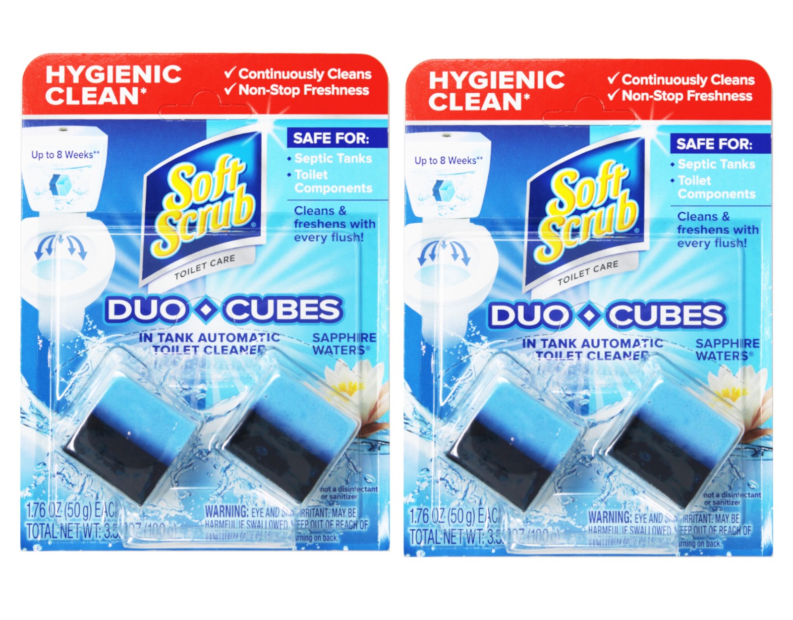 Soft Scrub In-Tank Toilet Cleaner Duo-Cubes, Sapphire Waters, 2 Count – 2 Pack
