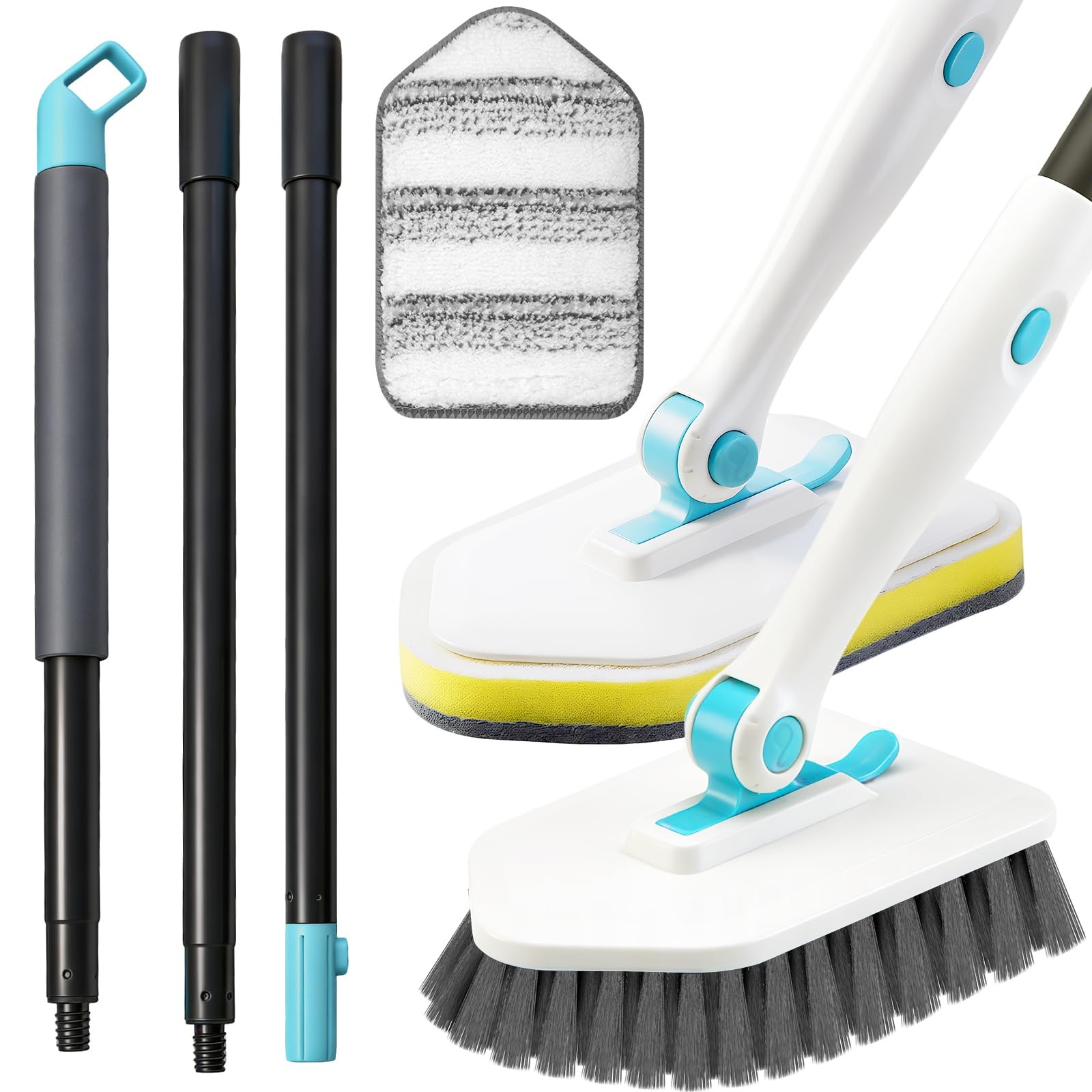 Long Handled Scrub Brush for Shower,3-in-1 Cleaning Brushes with 3 Different …