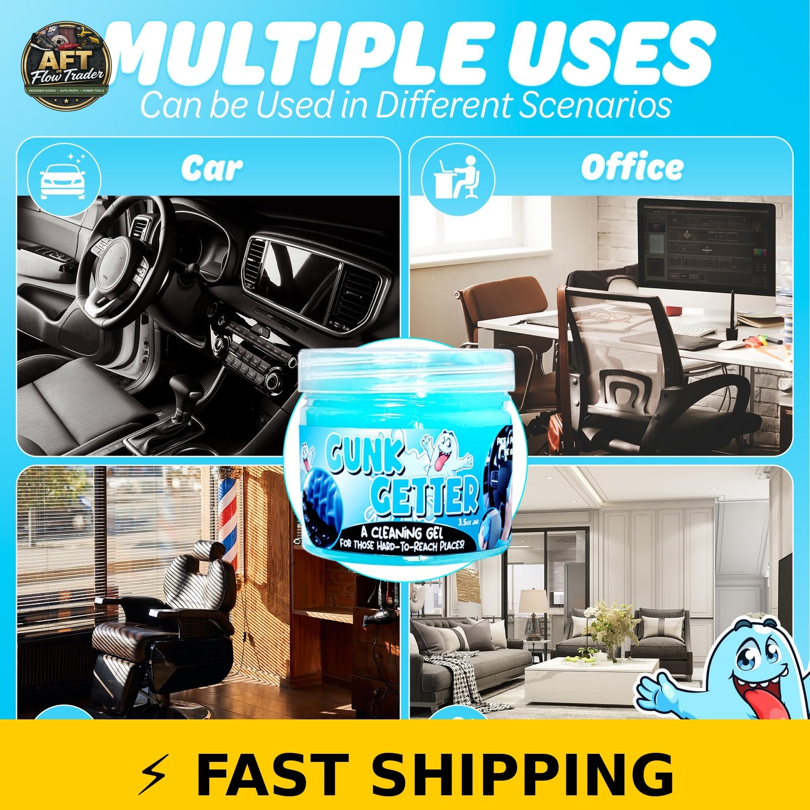 Gunk Getter 12 Pack Cleaning Gel for Cars, Office & More – Blue