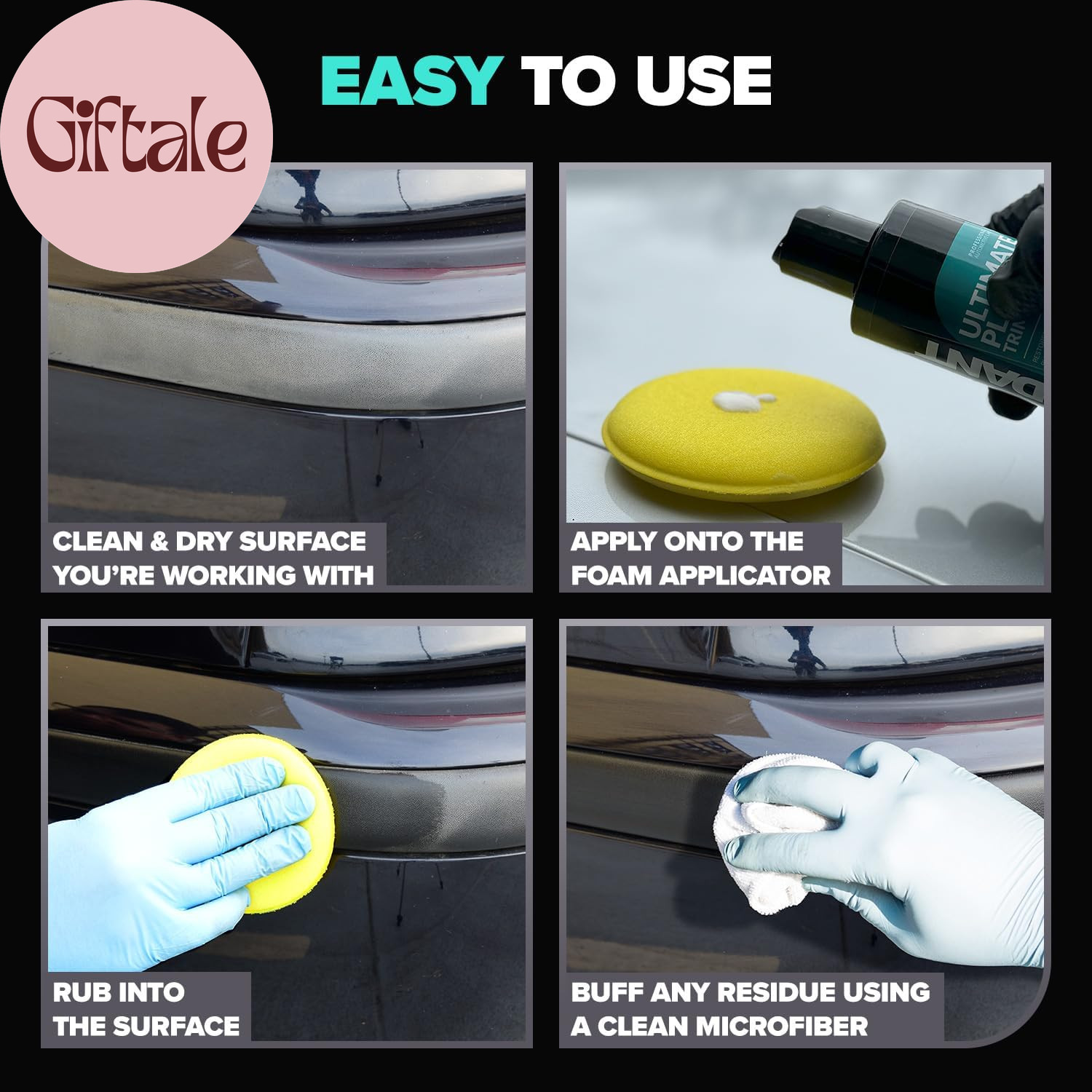 Plastic Restorer for Cars – Refreshes Faded Plastic, Vinyl & Rubber Trim with Po