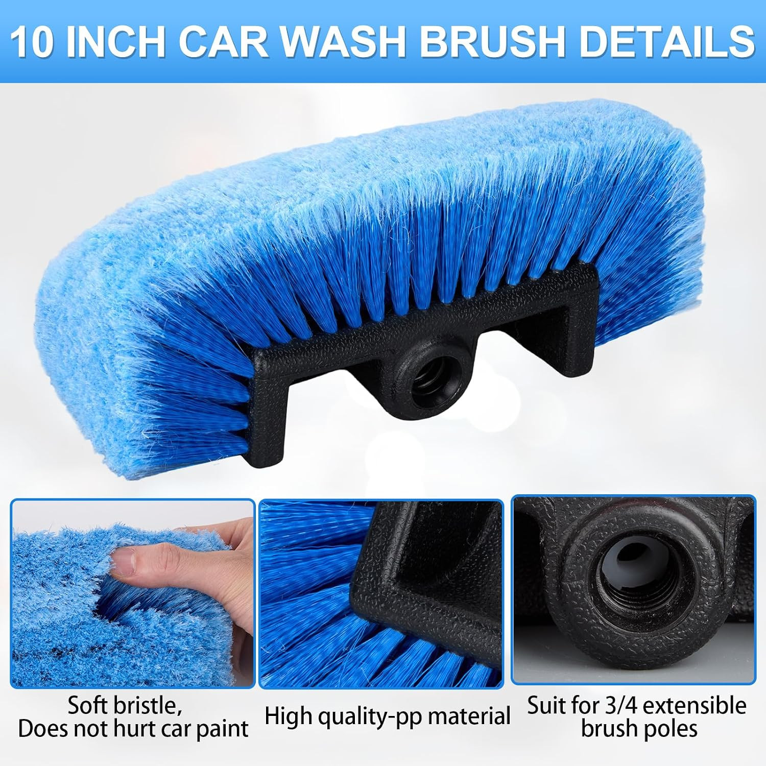 1 Pcs Car Wash Brush Head with Soft Detailing Bristle Flow Thru Car Cleaning Bru