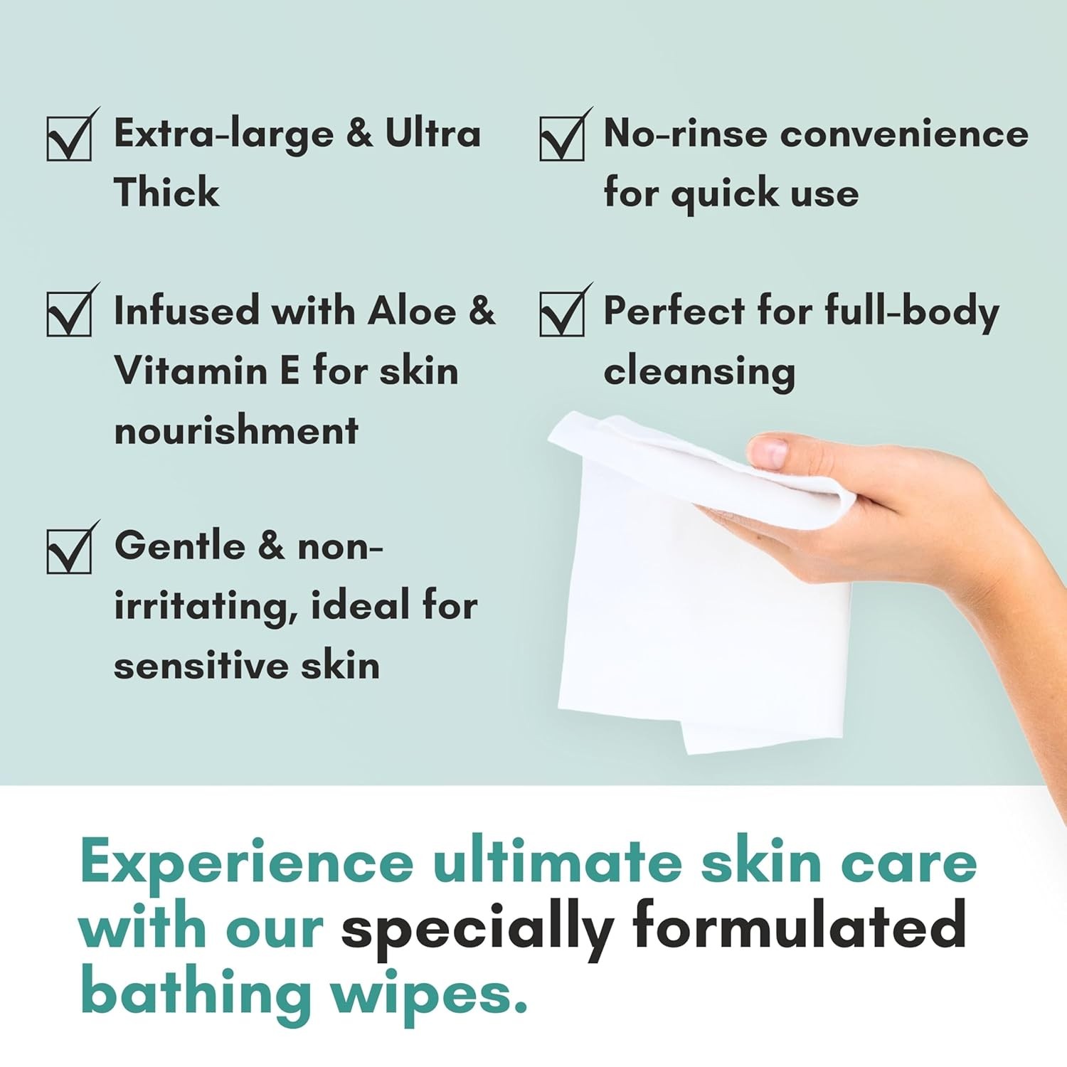 Nurture XL Ultra Thick Body Wipes for Adults w/Aloe | 120 Extra Large Disposab