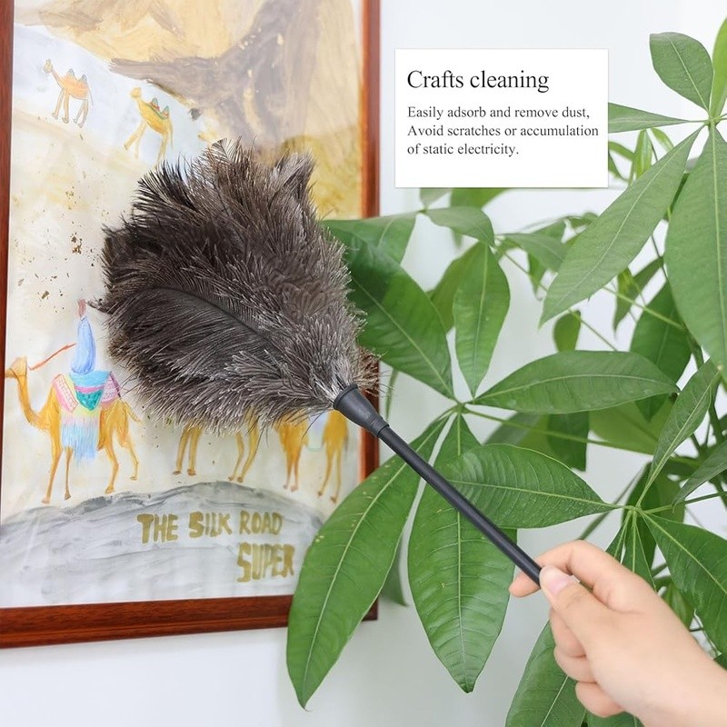 Natural Ostrich Feather Duster Soft & Static Free Cleaning Tool Dusting New