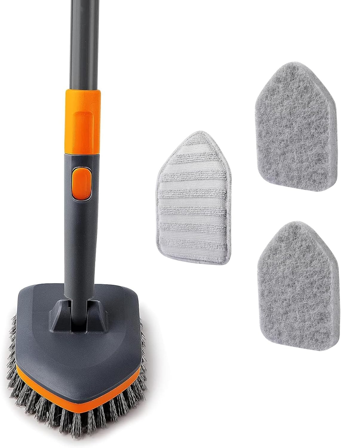 Tile Tub Scrubber Brush with 3 Different Function Cleaning Heads and 56″ Extenda