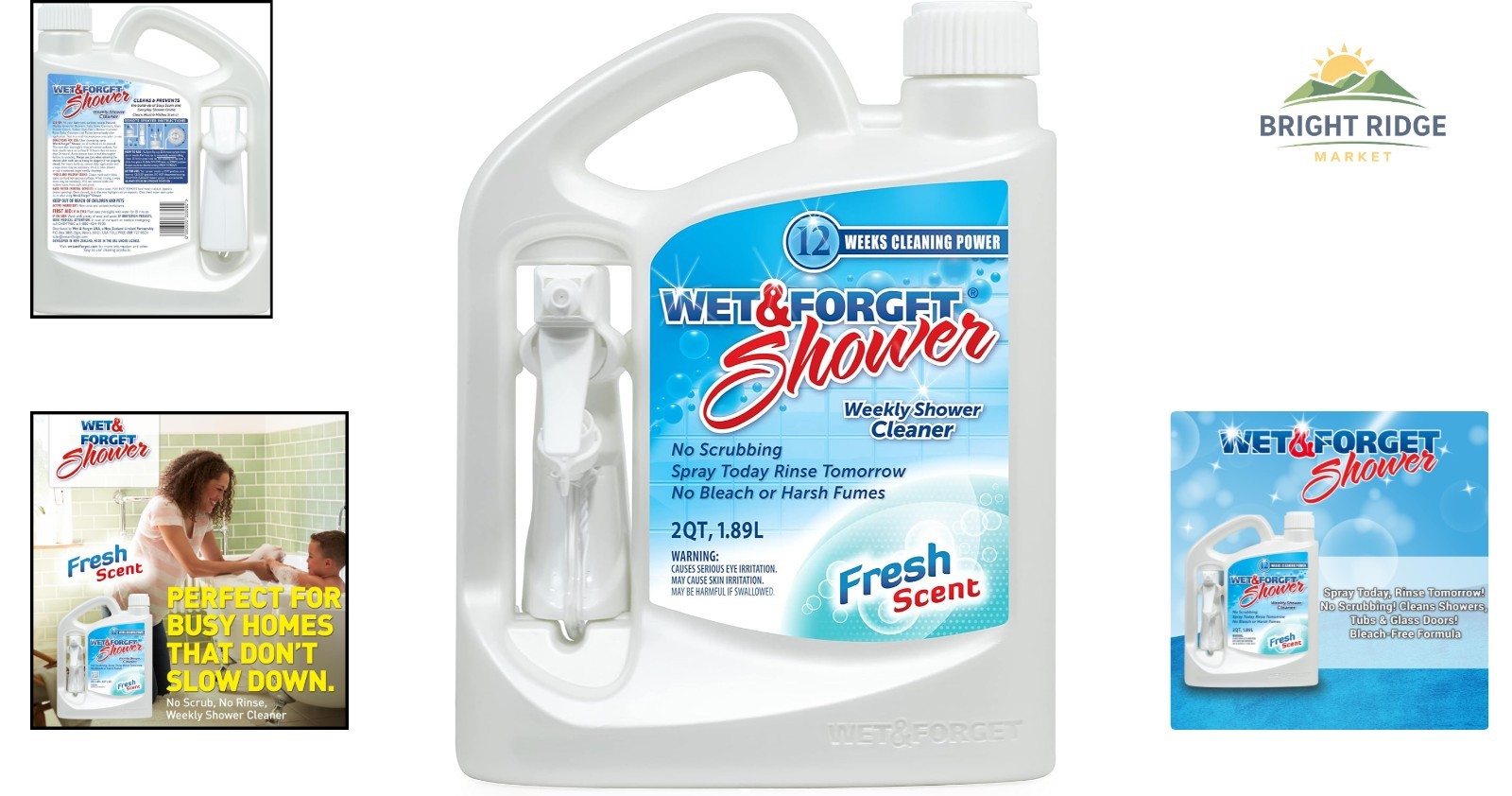 Weekly Shower Cleaner Spray for Grout and Tile, Bleach-Free, 64 Fluid Ounces