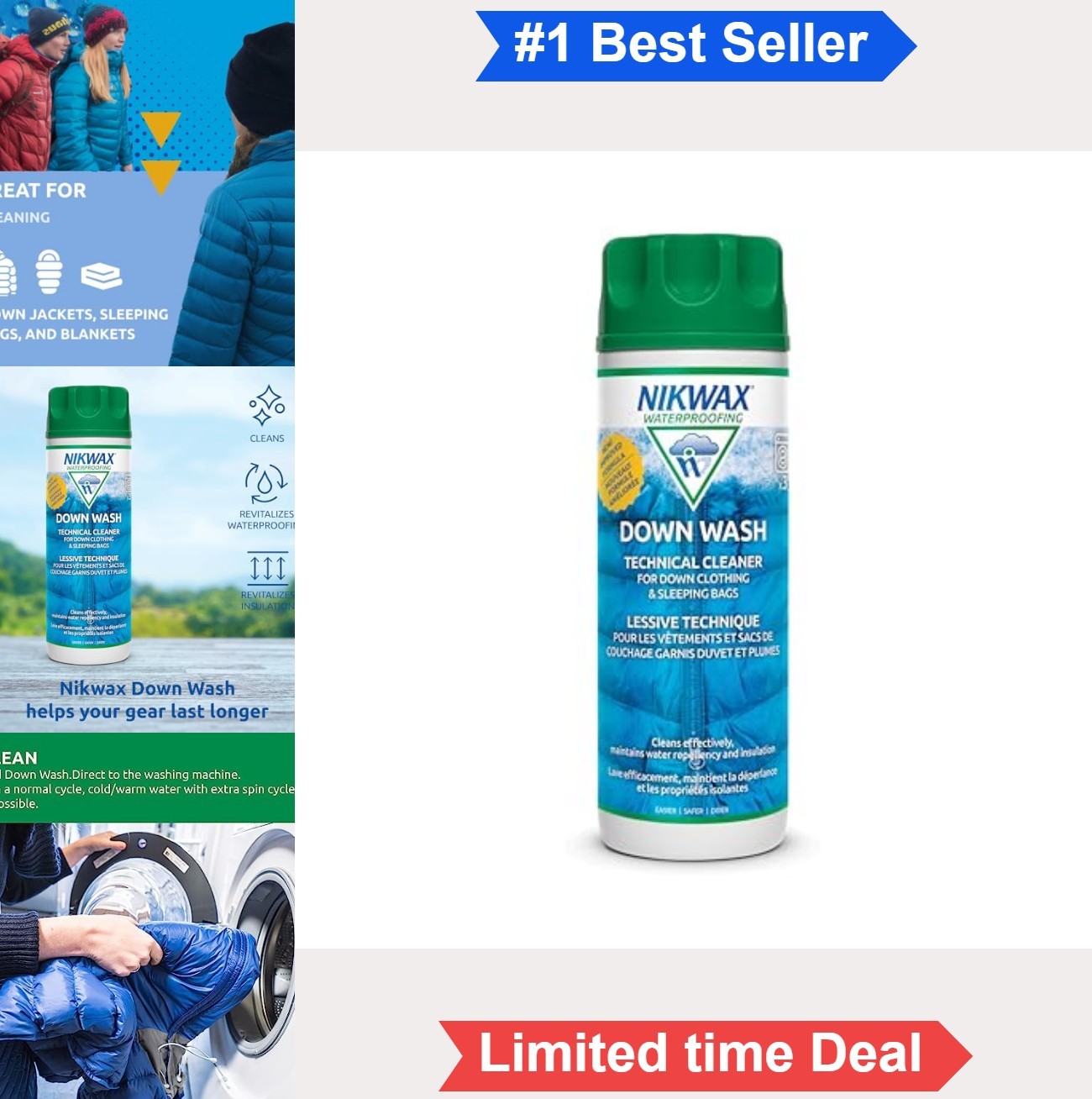 Down Wash Cleaner 10 Fl Oz PFAS-Free Unscented Liquid for Jackets Gear Bedding