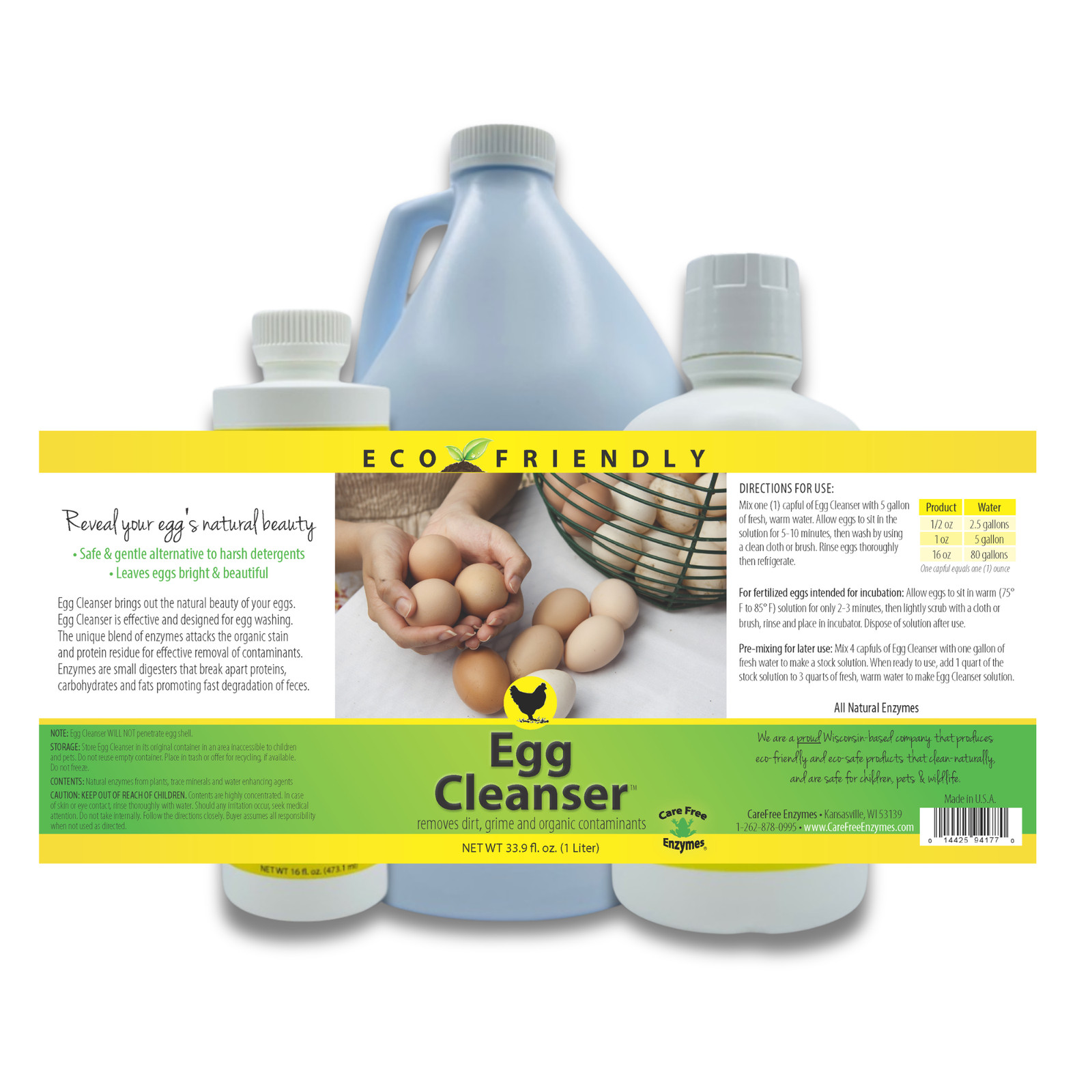 Natural Egg Cleanser & Wash | Removes Dirt & Contaminants Safely | 16 oz, 33.9 o