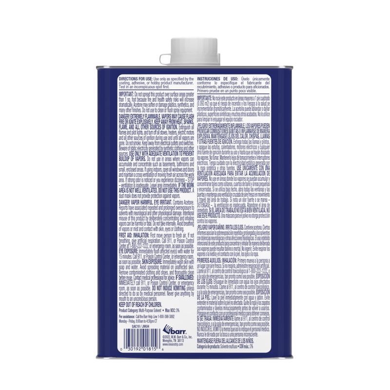 Klean Strip 84032 Indoor & Outdoor Liquid Acetone Solvent 1 qt. (Pack of 6)