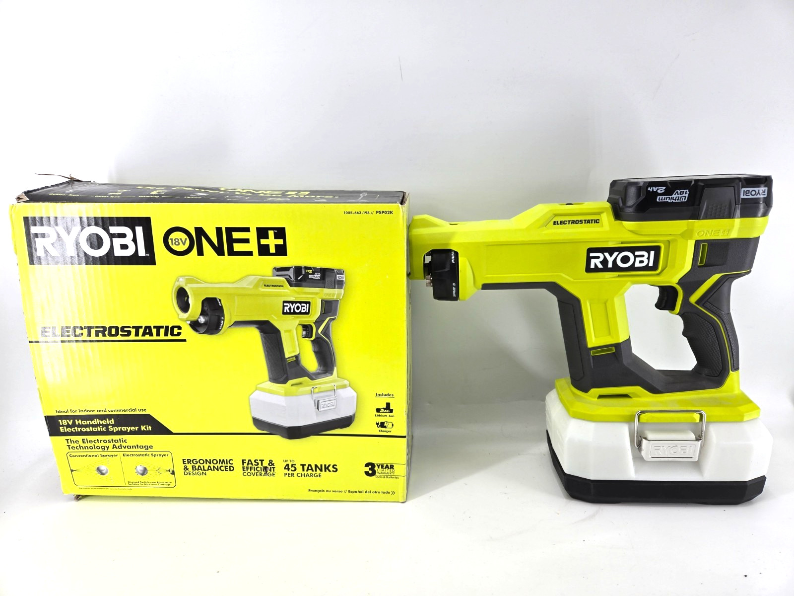 Ryobi PSP02K 18V ONE+ Handheld Electrostatic Sprayer w/ 2Ah Battery NO CHARGER