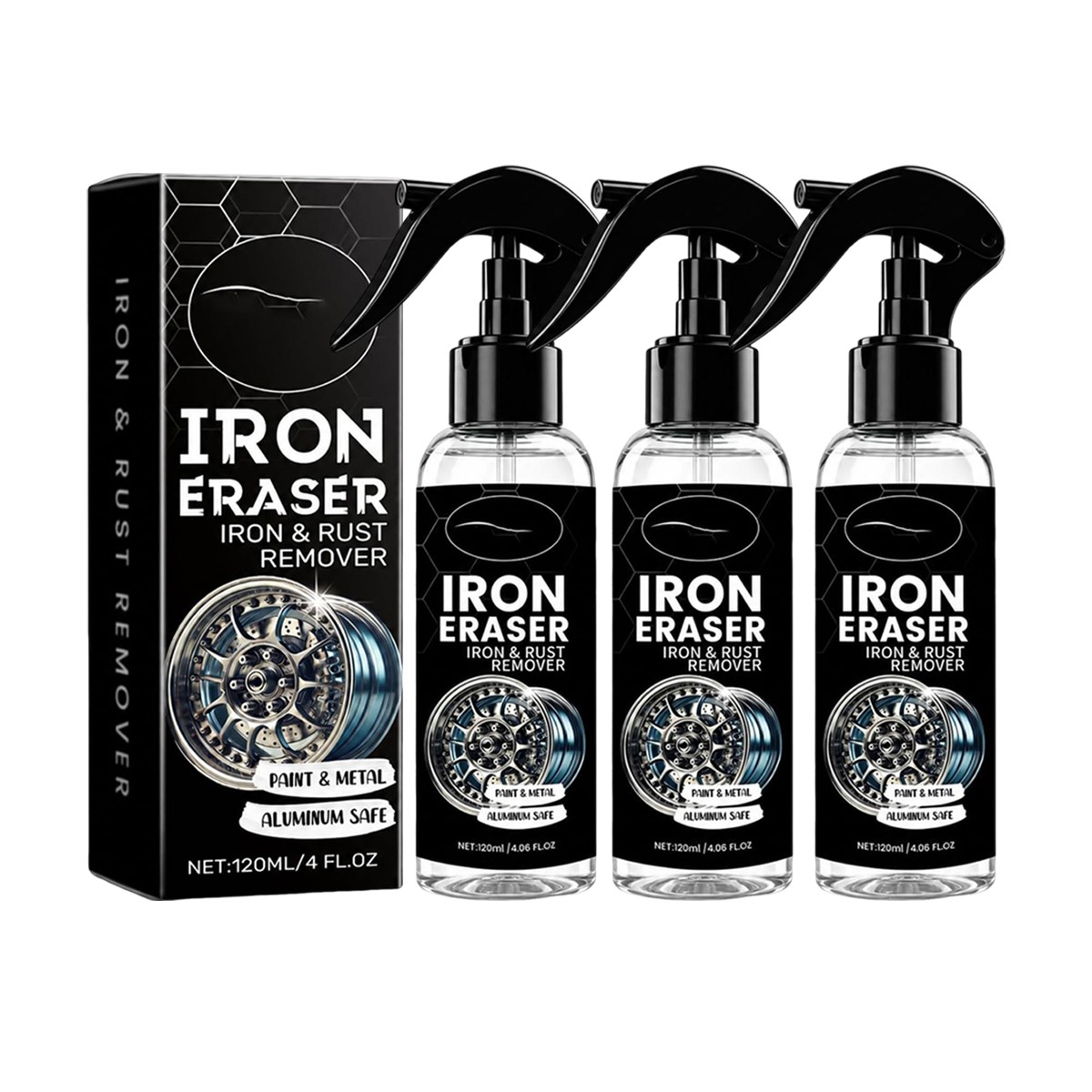 Iron Eraser Rust Remover Spray, Car Wheel Paint Brake Dust Fast Cleaner 120ML US