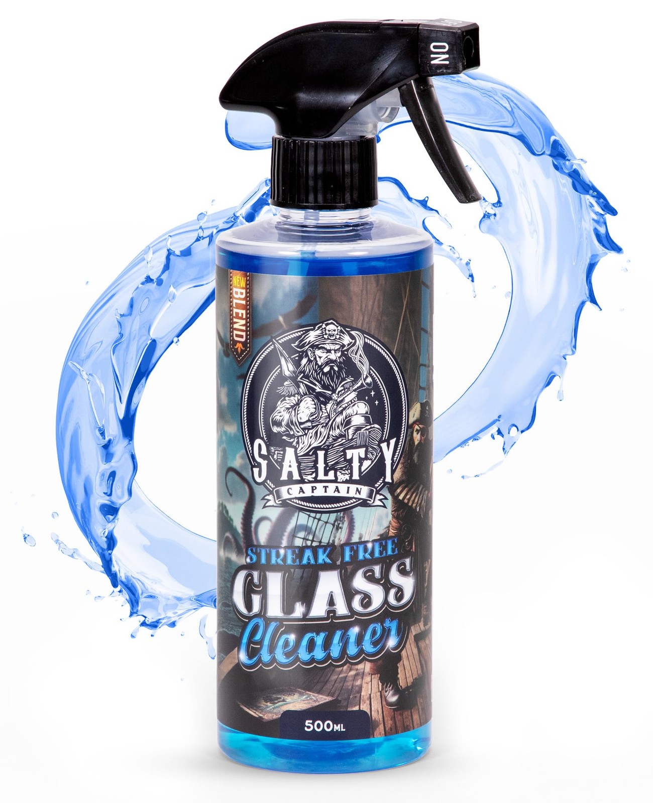 Salty Captain Glass Cleaner Spray 16.9oz – Streak-Free Car Window Cleaner – I…