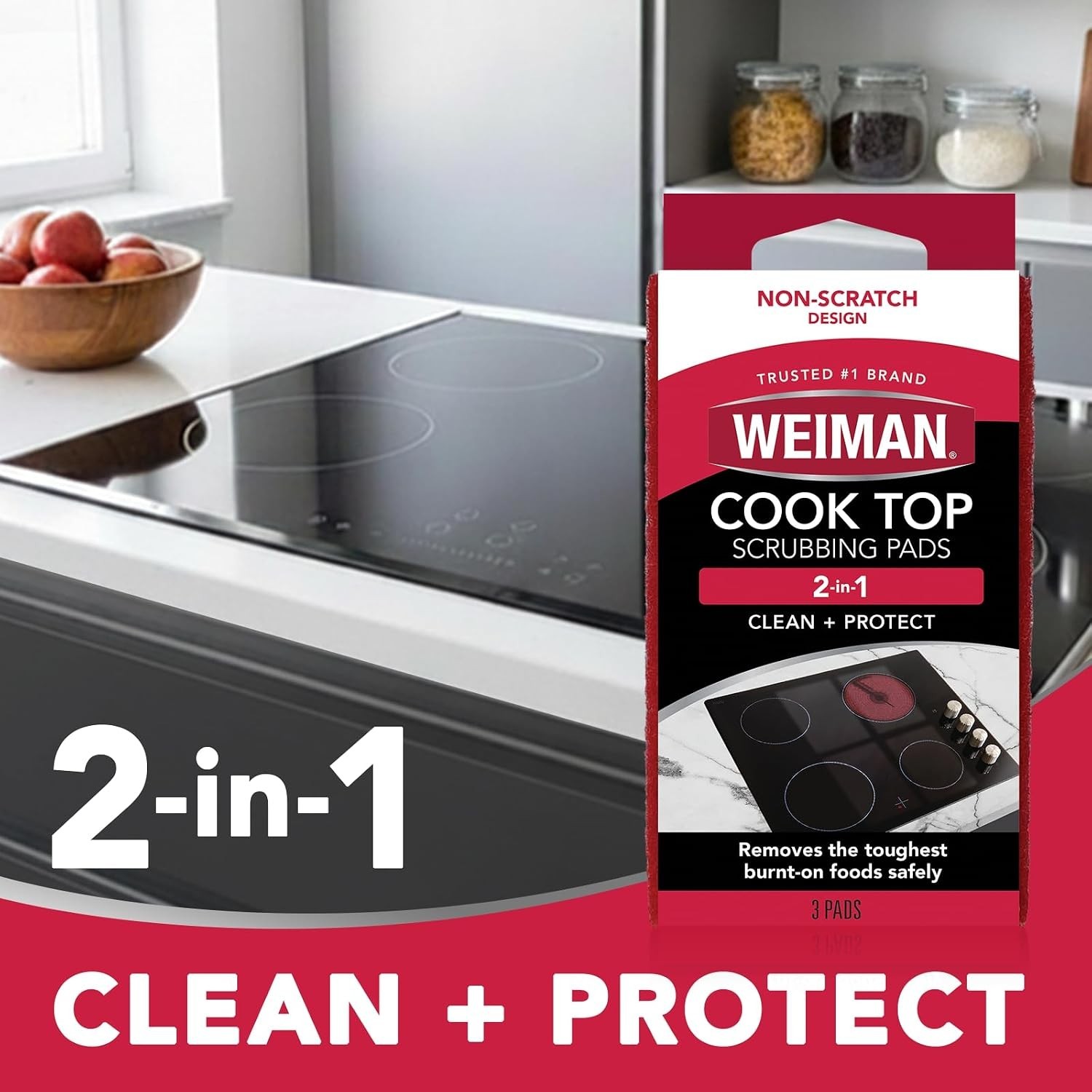 Cook Top Scrubbing Pads, 3 Count, 2 Pack Cuts Through the Toughest Stains – S…