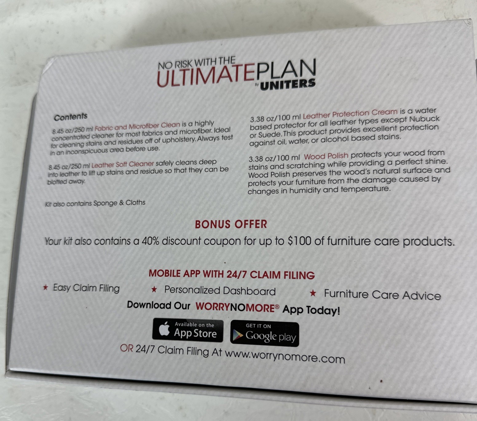 Furniture Care Kit Ultimate Plan by UNITERS Wood Leather Fabric Microfiber NEW