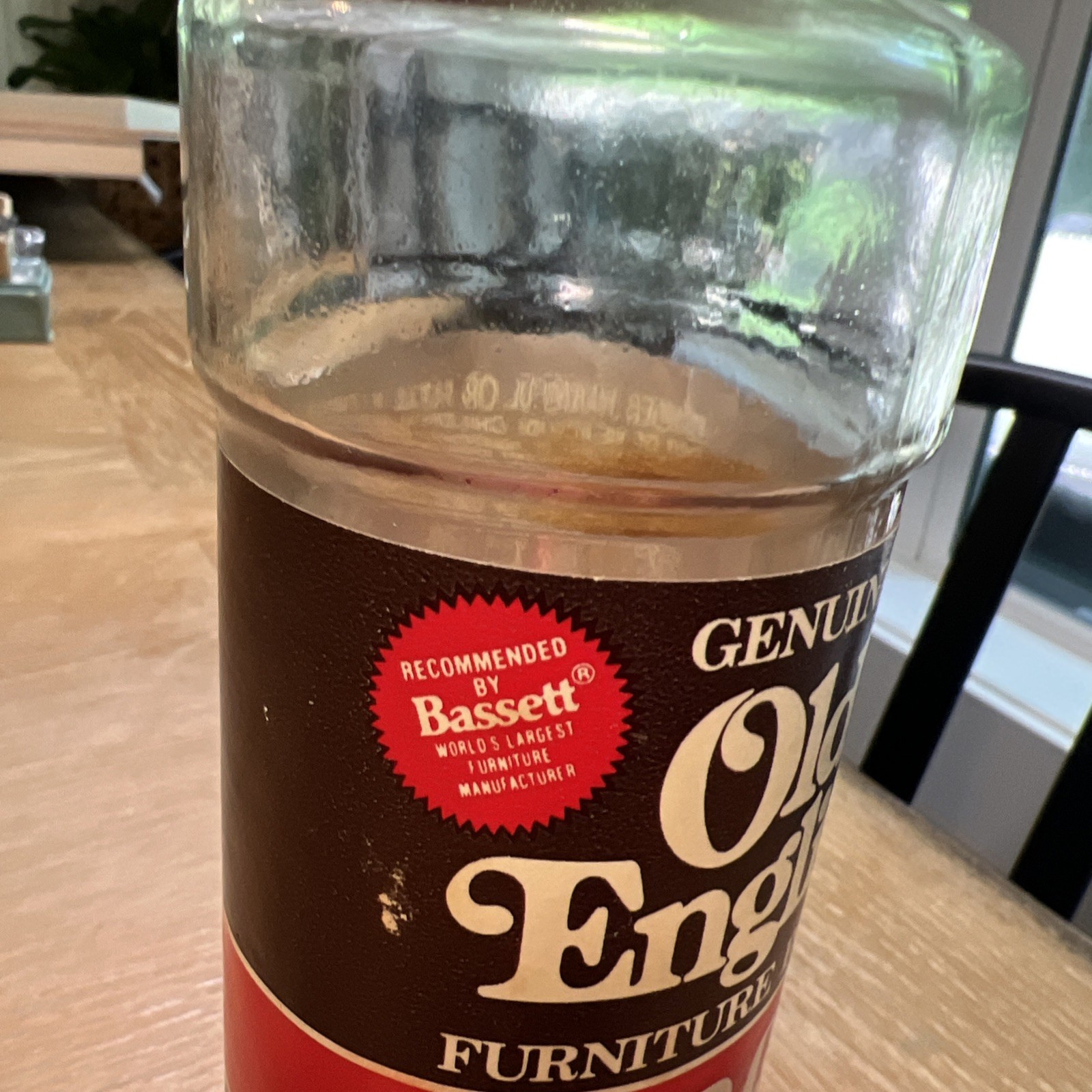 Vintage Old English Red Oil Furniture Polish 16oz Glass Bottle 50% Full