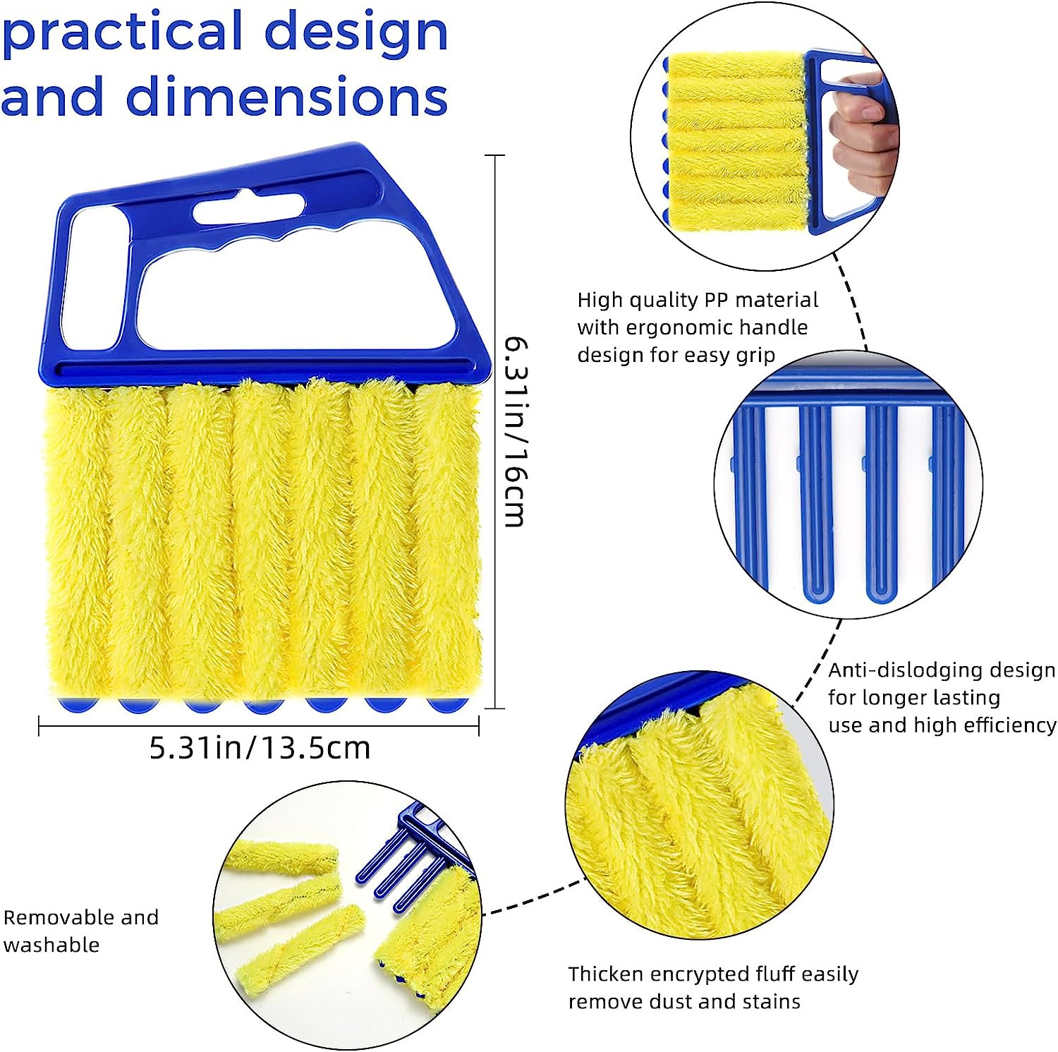 4Pcs Window Venetian Blind Cleaner Duster Tool,Washable 7 Fingers Dusting Cleane