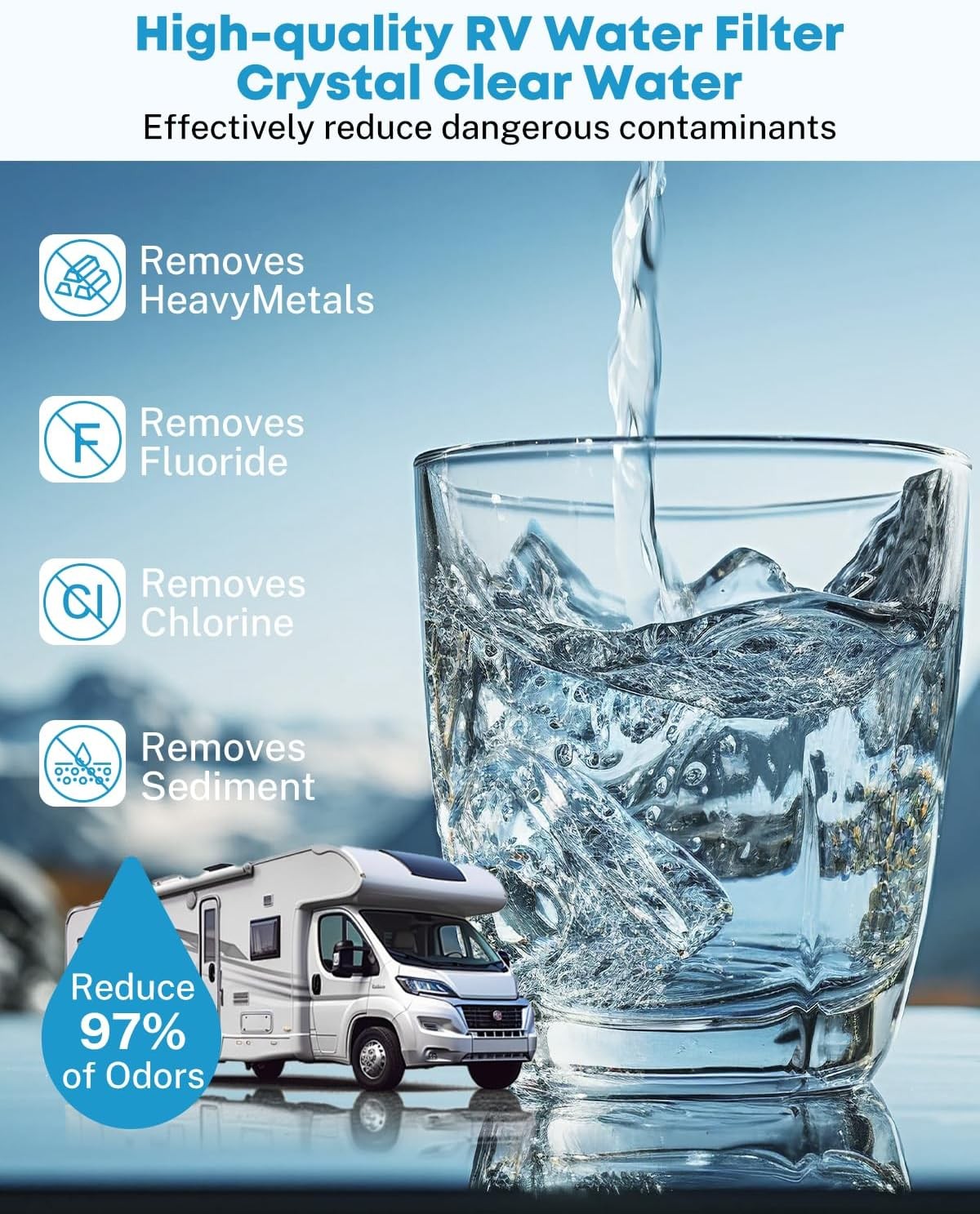 RV Water Filter, NSF Certified, Inline Water Filter Reduces Chlo Size: 2 Count