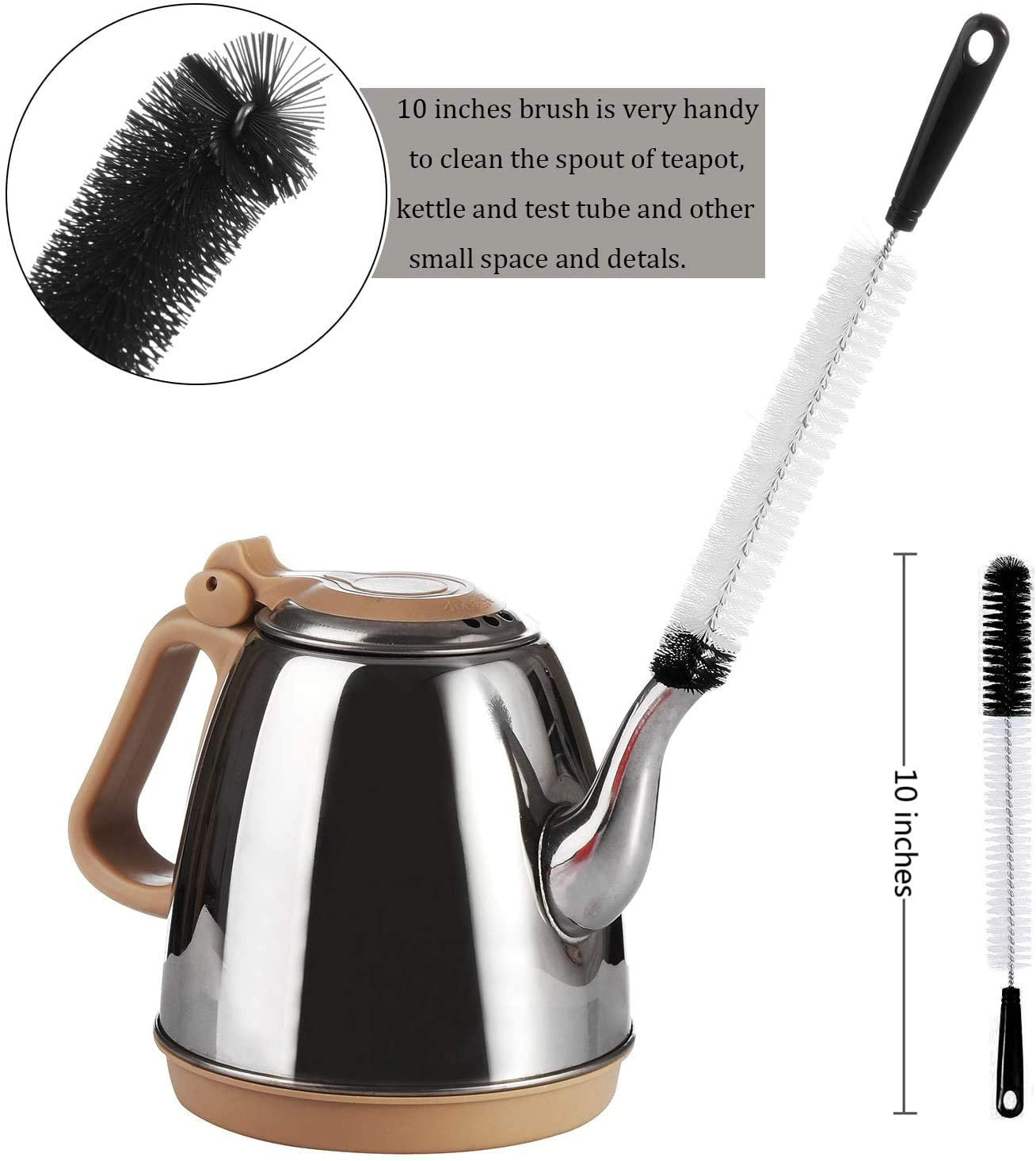ALINK 8-Pack Bottle Cleaning Brush Set – Long Handle Black Bottle Cleaner for Wa