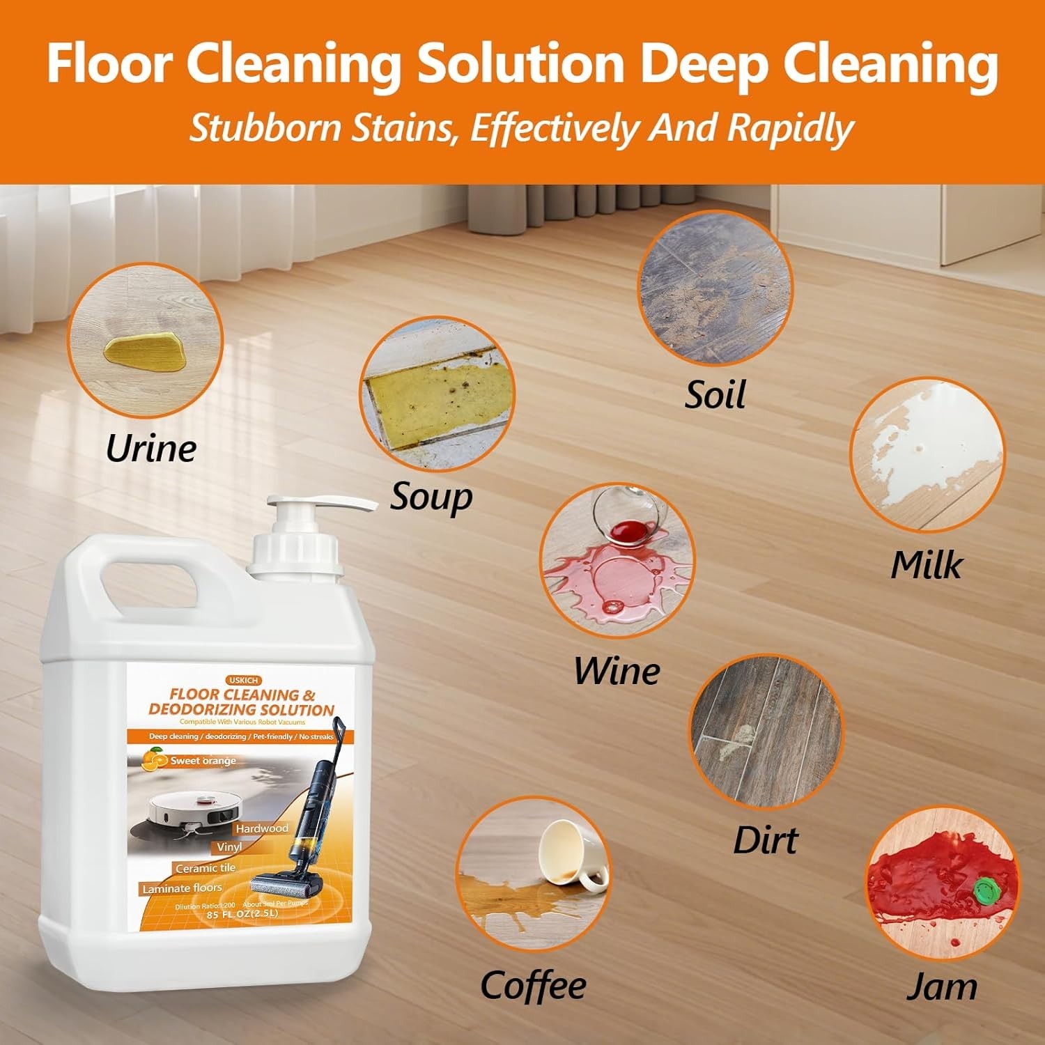 85 FL OZ Non-Toxic Floor Cleaning Solution – Deep Clean & Deodorize Floors