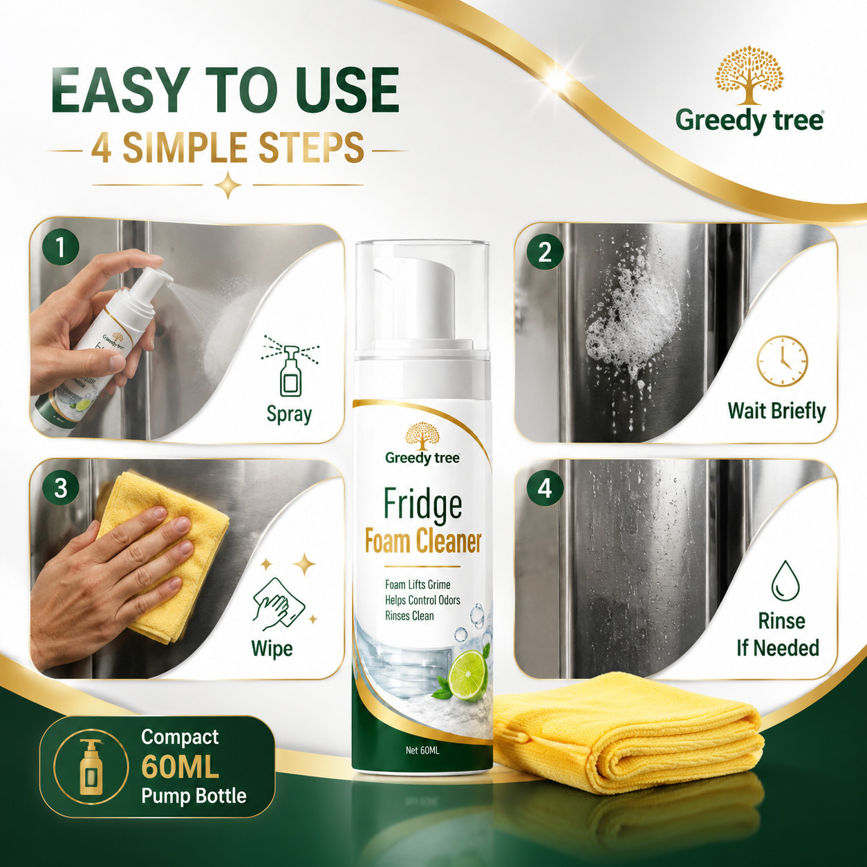Refrigerator Cleaner Foam Spray For Fridge Shelves Helps Control Odors