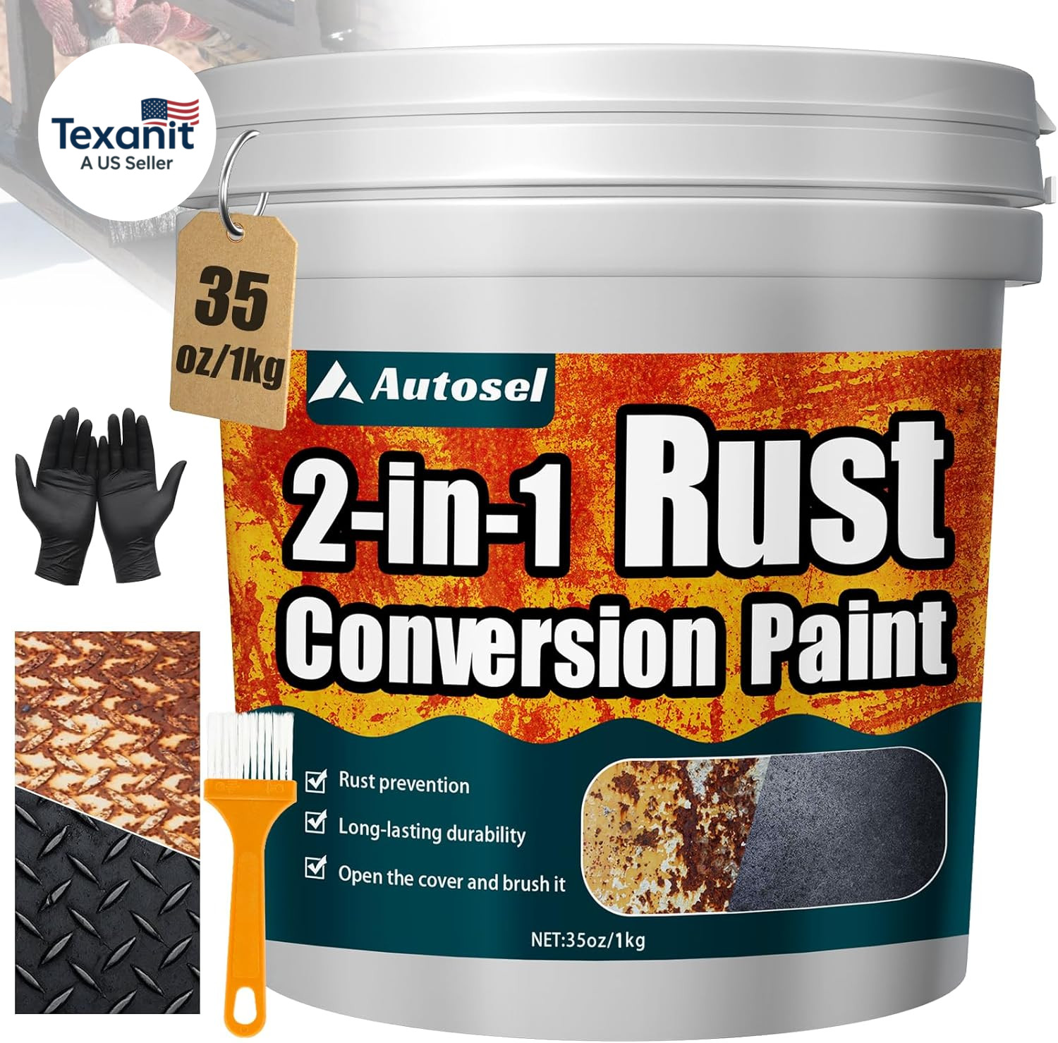 2-In-1 Rust Converter & Metal Primer, 35 Oz Rust Remover & Inhibitor Paint for M