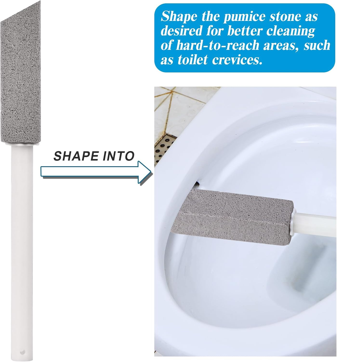 5 Packs Pumice Cleaning Stone with Extra Long Handle, Pumice Stone for Toilet Bo