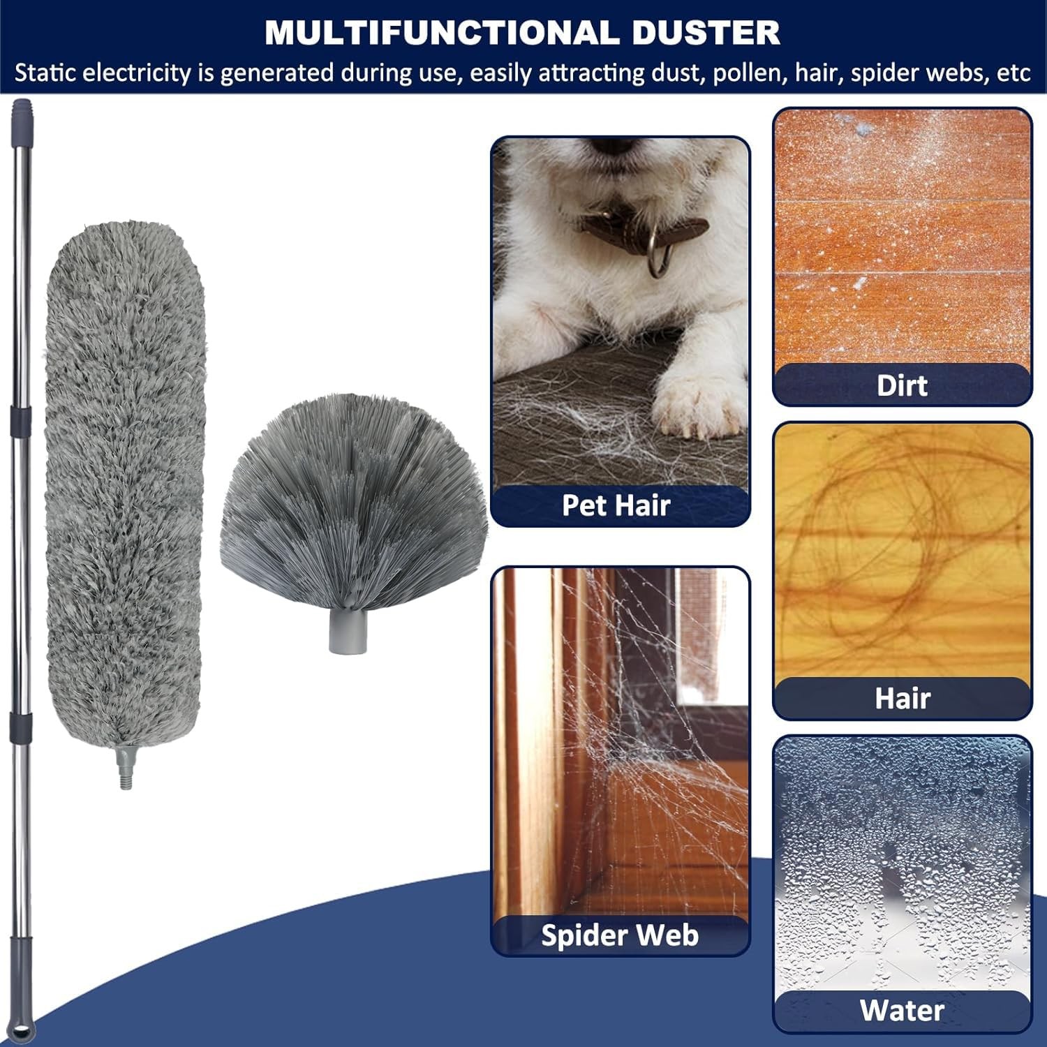Dusting Kit 20 Ft+ High Reach with 3-14 Ft Extension Pole and Washable Head