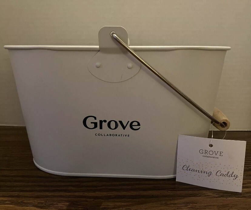 GROVE COLLABORATIVE – MATTE WHITE CLEANING CADDY TIN BUCKET – New