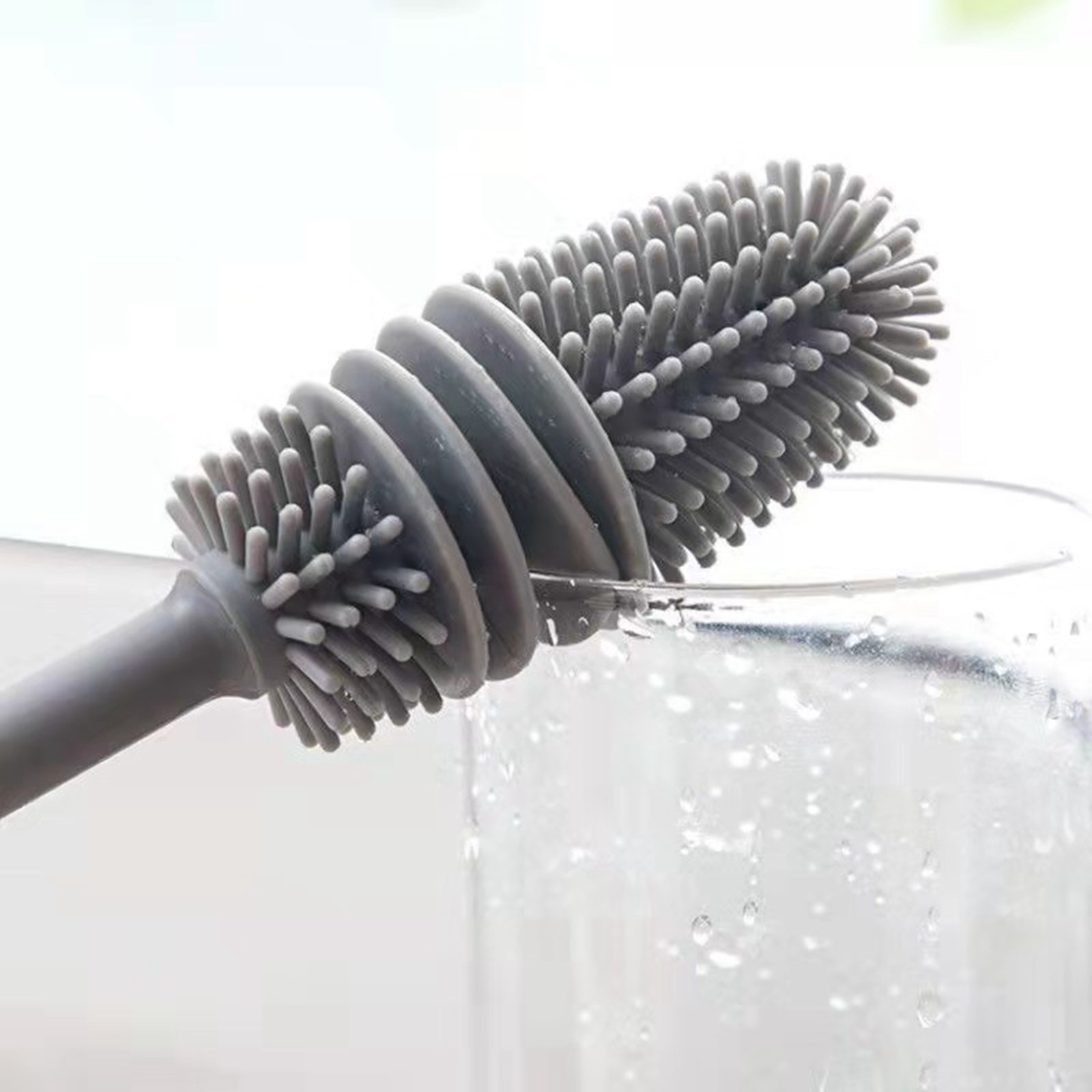 1Pc Bottle Scrubbing Washing Brush Silicone Long Handle Cup Cleaning Brush Tool