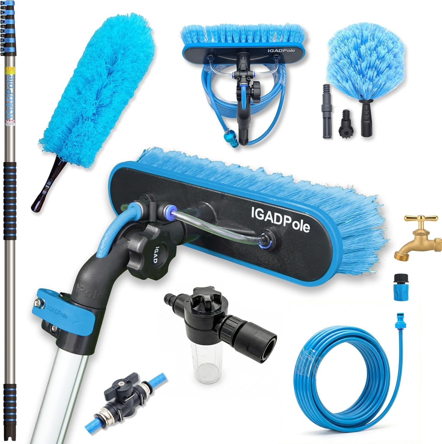 IGADPole 24 FT Washing Kit Water Fed Brush Soap Dispenser