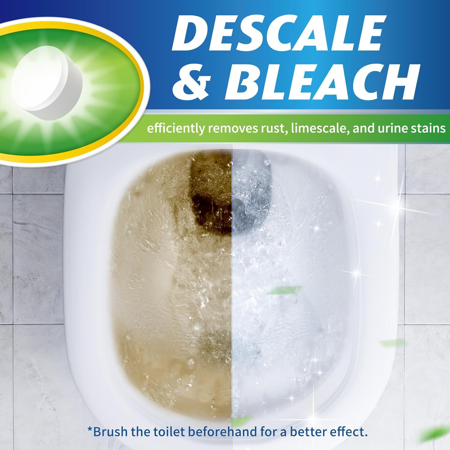 Toilet Bowl Cleaner Tablets 20 Pack Automatic Bleach Tank Cleaner Deodorizer