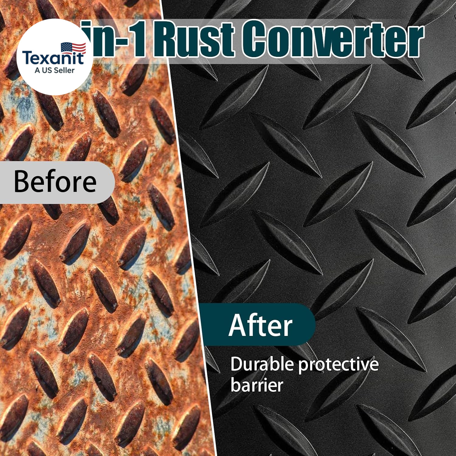 2-In-1 Rust Converter & Metal Primer, Black Paint for Metal, Rust Conversion Pai