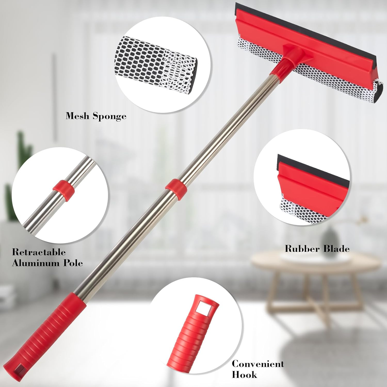 Windshield Cleaner Tool 2 in 1 Car Window Squeegee with Extendable Handle