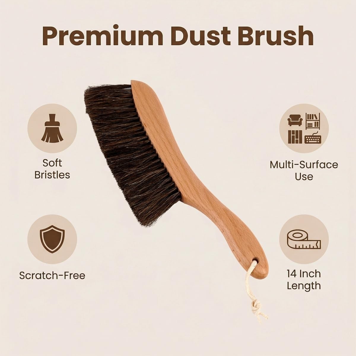 Horse Hair Hand Broom, Woodworking Bench Cleaning Brush, Fireplace Dust Brush,