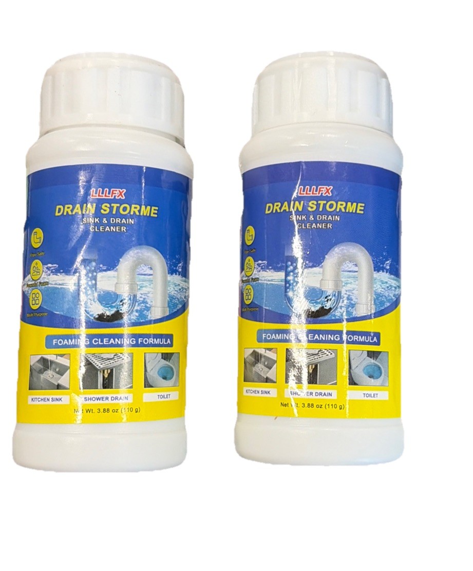 2-Pack Powerful & Safe Sink and Drain Cleaner Powder, Fast Foaming Sink & Drain