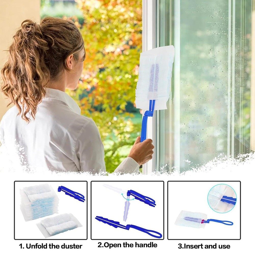 40pcs Electrostatic Duster Refills Kit with 2 Handles Heavy Duty Duster Refills