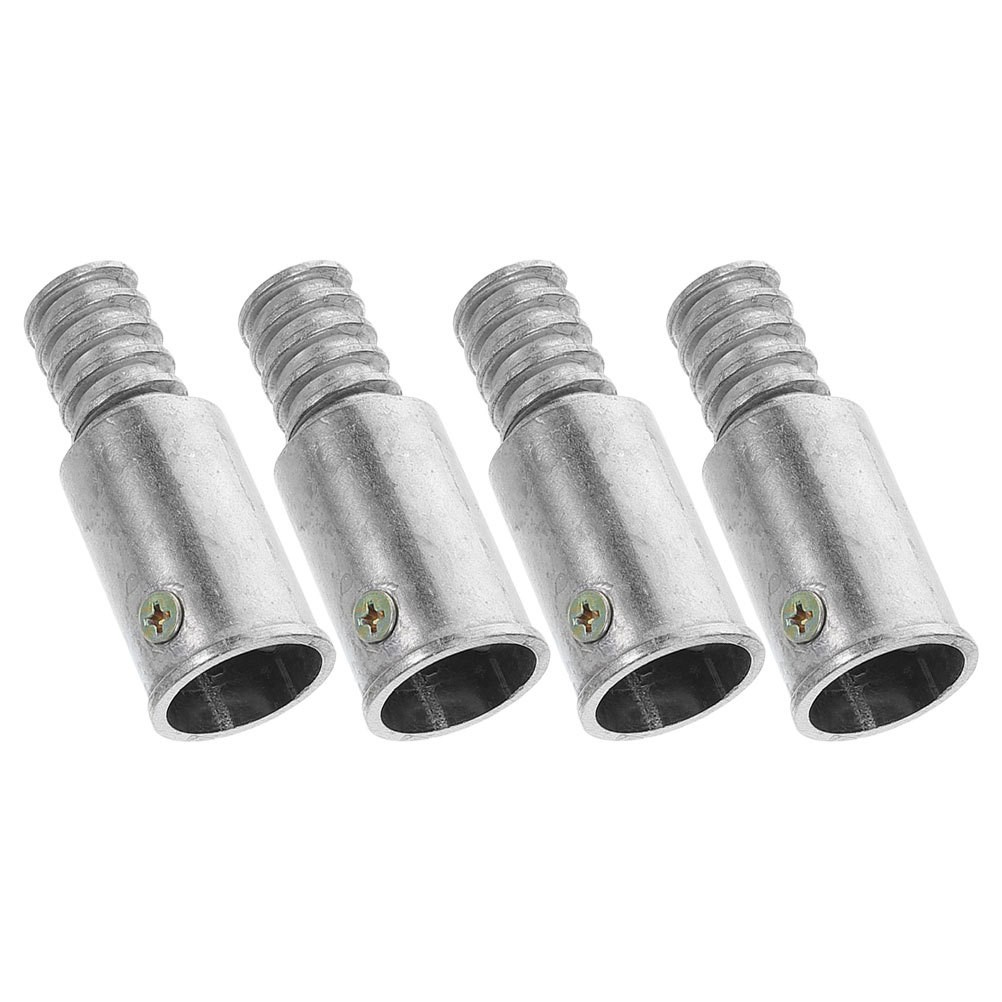 2 Set Threaded Pole End Extension Poles Repairing Part Metal Handle Tips