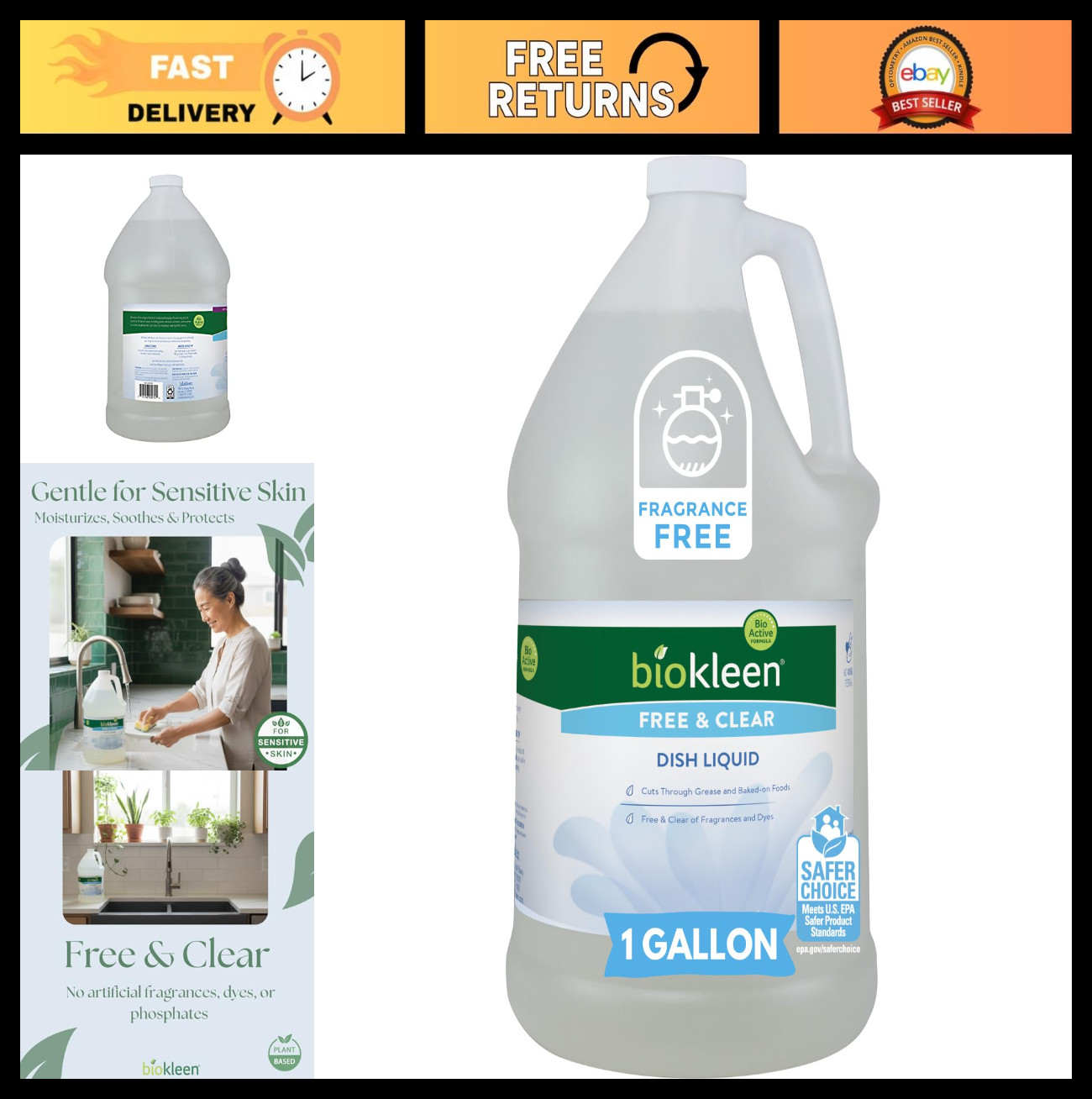 Eco-Friendly Dish Soap Liquid – Non-Toxic, Plant-Based, Unscented Dish Cleaner