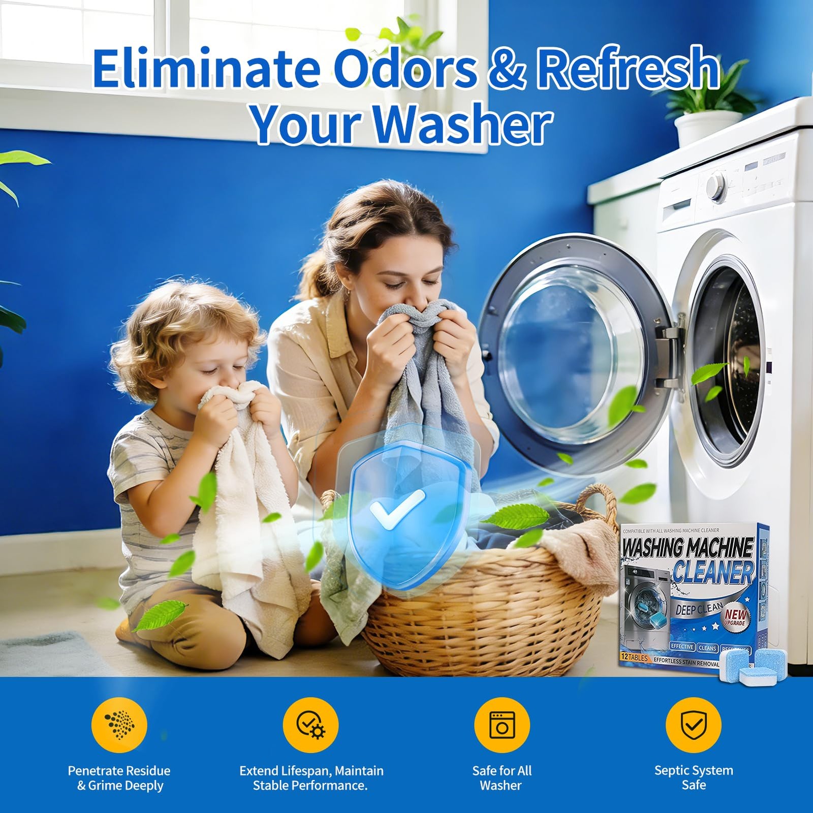 24 PCS Washing Machine Cleaner Tablet Deep Clean Descaler Top Front Load