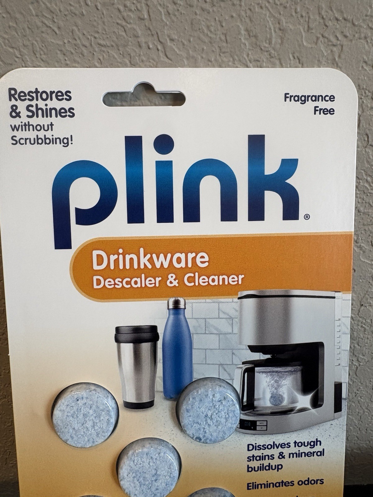 Plink Tabs Drinkware Descaler & Cleaner! 5 Tab Pack New! For Coffee Makers, Mugs
