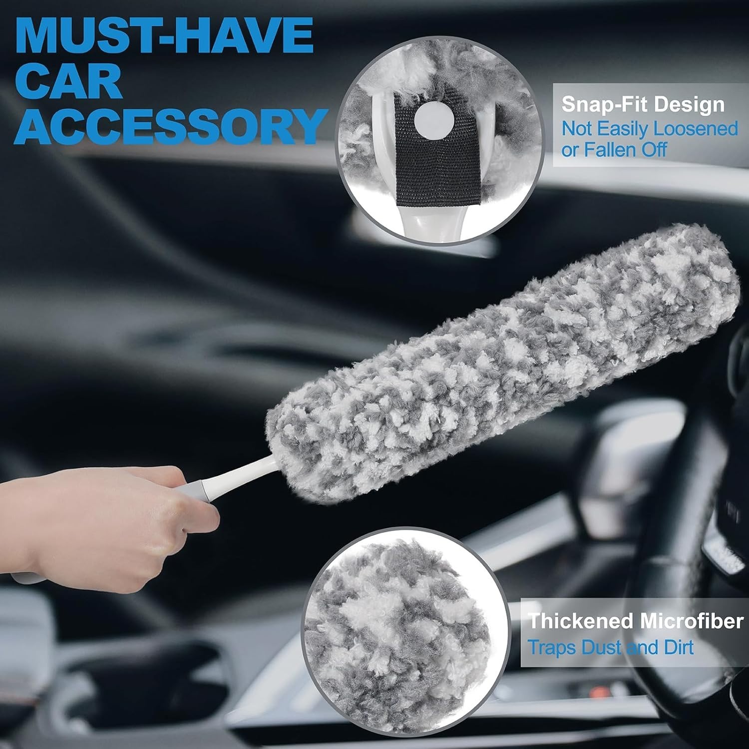 12″ Microfiber Car Duster Interior Detail Brush Dash Vent Dust Cleaner Tool