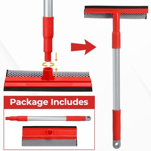 Windshield Cleaner Tool 2 in 1 Car Window Squeegee with Extendable Handle