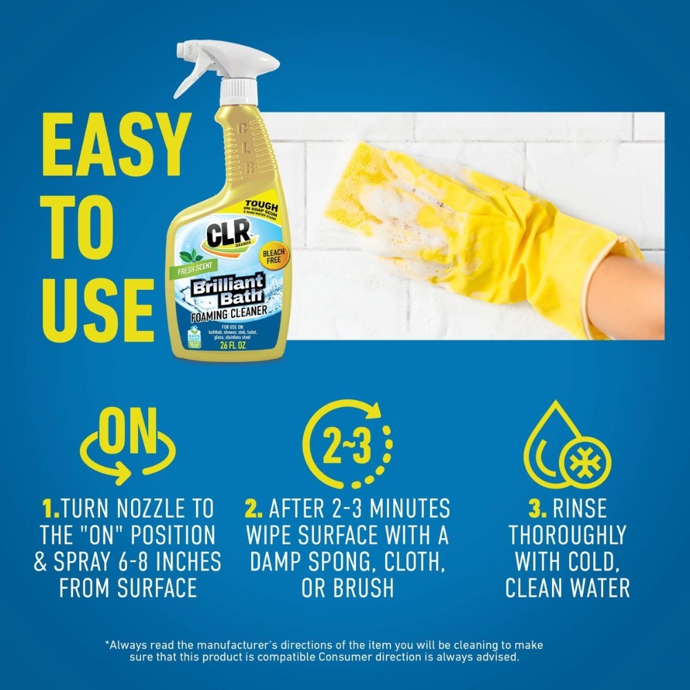 26 fl oz-CLR Clean Fresh Scent Brilliant Bath Foaming Bathroom Cleaner Spray