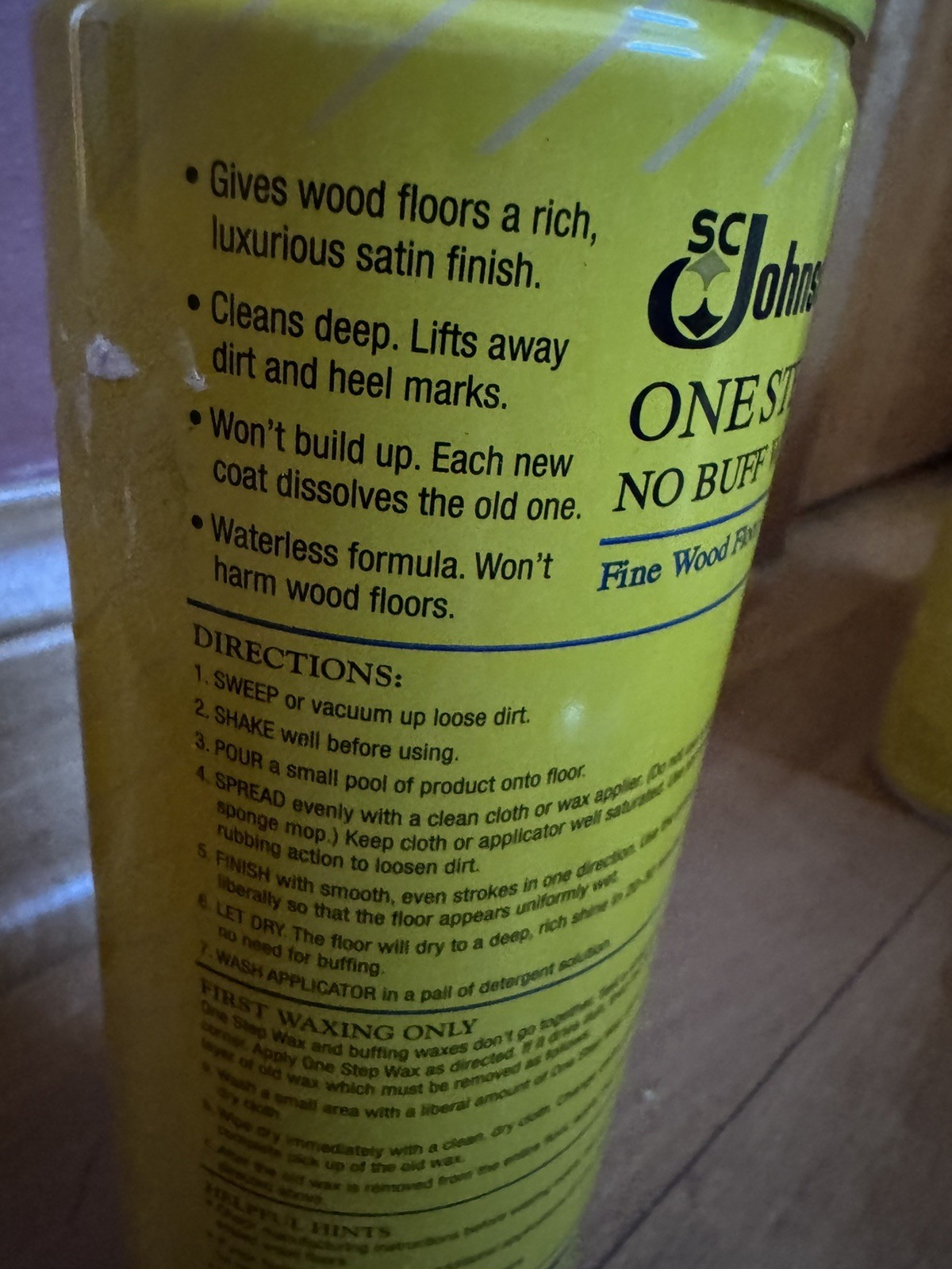 SC Johnson One Step No Buff Wax Fine Wood Floor Care 22 fl oz Discontinued New