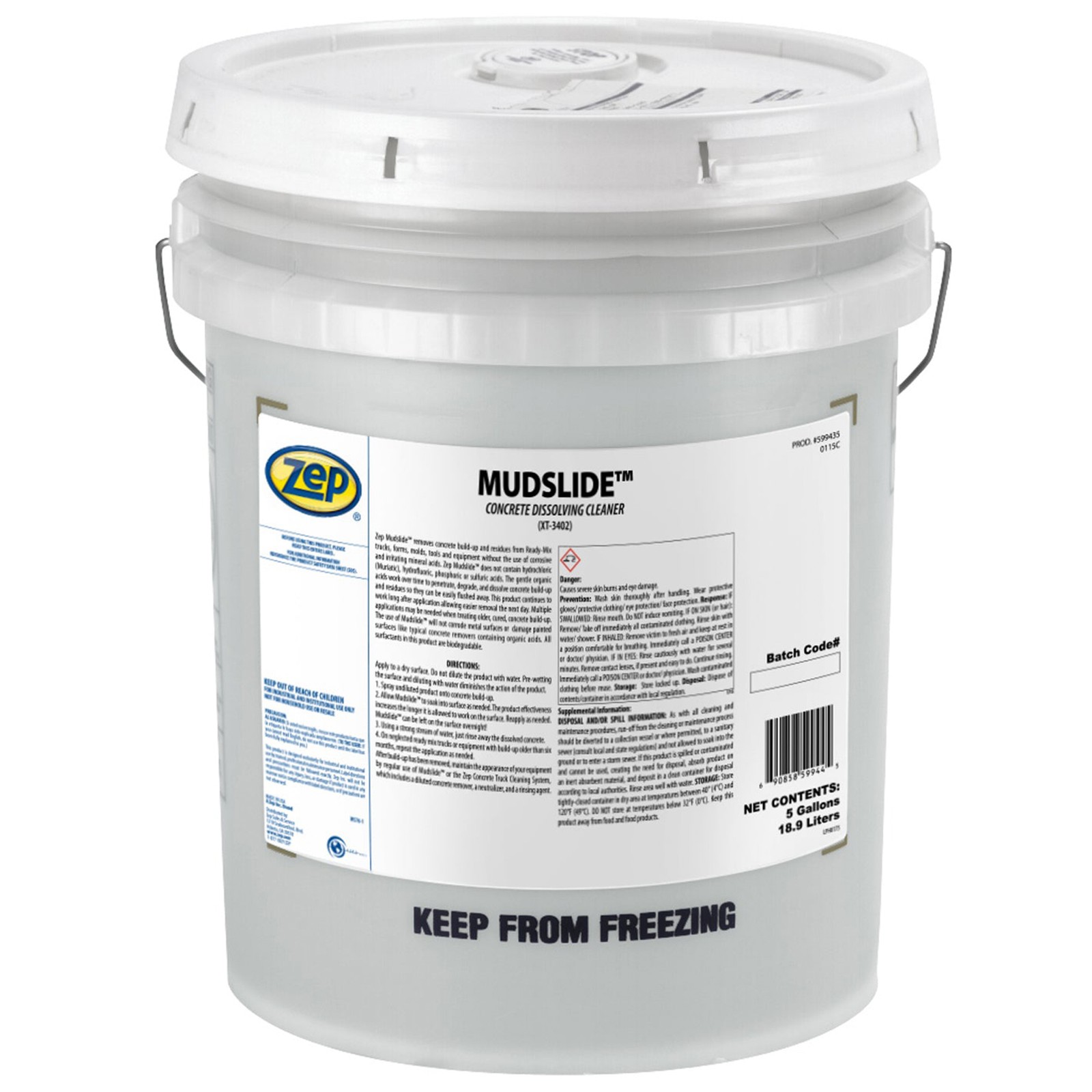 Zep Mudslide Concrete Dissolving Cleaner – 5 Gallon (Each) – 599435 – Remove