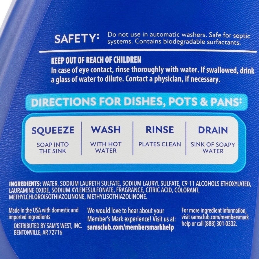 Member’s Mark Platinum Performance Liquid Dish Soap Fresh Clean 100 fl oz