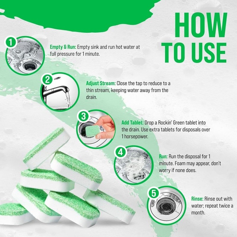 Garbage Disposal Cleaner Tablets Deep Clean Odor Eliminator Sink Freshener New
