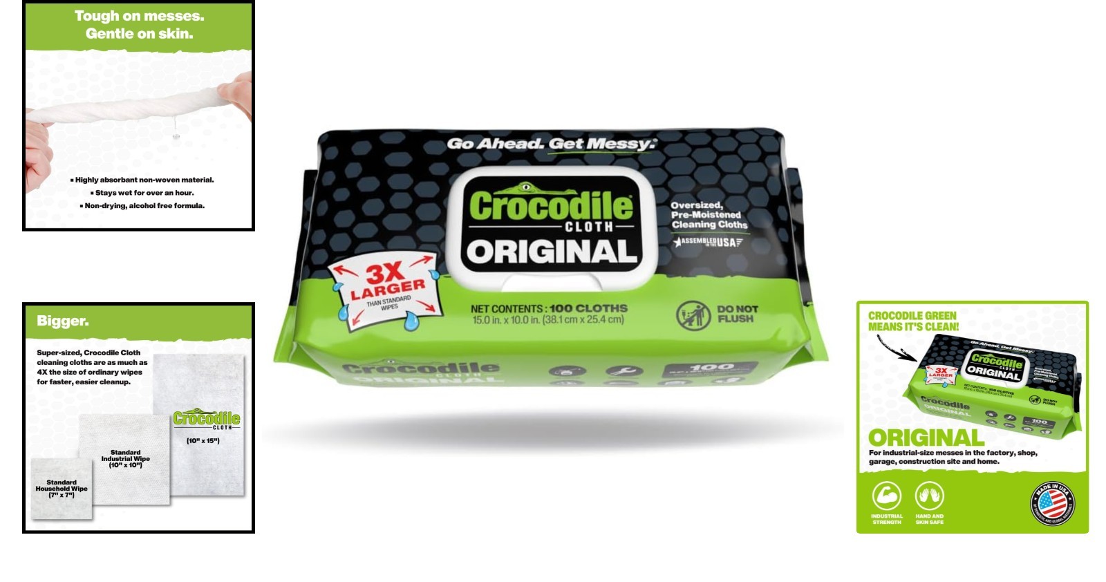 Multipurpose 15×10 Inch Cleaning Wipes – Aloe Infused, 100 Count for Tough Jobs