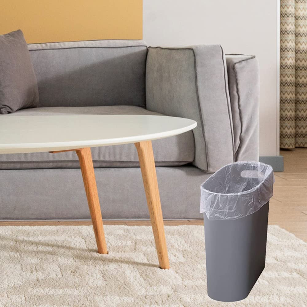 Small Trash Can Plastic Bathroom Wastebasket 3.2 Gallon Slim Garbage Container B