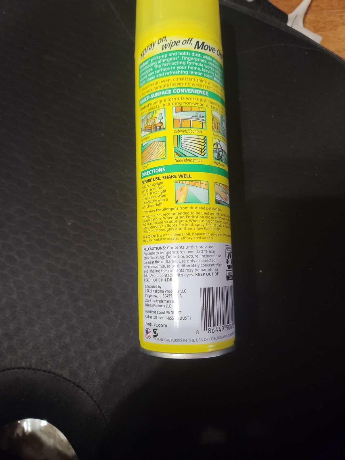 Endust® Multi-Surface Dusting and Cleaning Spray, Lemon Zest, Aerosol, 12.5 oz.